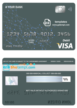 # geometrex universal multipurpose bank visa credit card template in PSD format, fully editable
