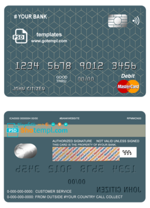 # geometric simple universal multipurpose bank mastercard debit credit card template in PSD format, fully editable