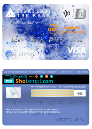 Argentina BBVA bank visa debit card template in PSD format, fully editable