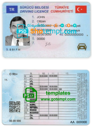 International Translation of drivers license PSD template, with fonts