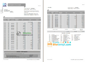 Philippines UCPB bank statement of account template in Word and PDF format