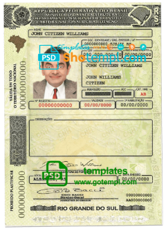 Brazil (Rio Grande do Sul) driving license template in PSD format Brazil (Rio Grande do Sul) driving license template in PSD format