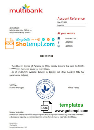 Laurentian Bank enterprise account statement Word and PDF template