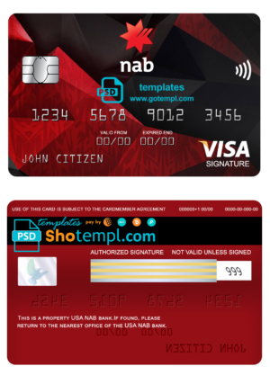 Lebanon Byblos Bank visa card fully editable template in PSD format