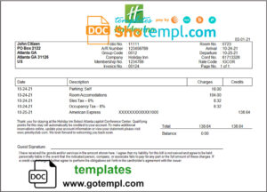 USA Nimoy Corp invoice template in Word and PDF format, fully editable