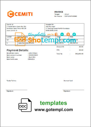Free Freelance Artist Invoice template in word and pdf format