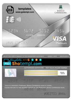 Paraguay Banco Amambay visa card fully editable template in PSD format