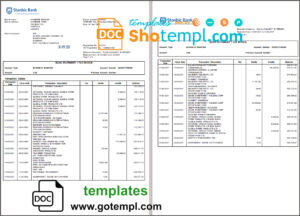 Uganda Stanbic bank statement template in Word and PDF format (3 pages)