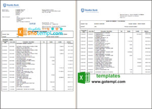 Uganda Stanbic bank statement template in Excel and PDF format (3 pages)
