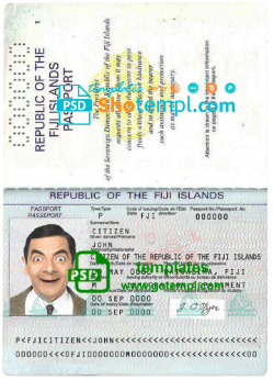 Fiji passport template in PSD format, with fonts Fiji passport template in PSD format, with fonts