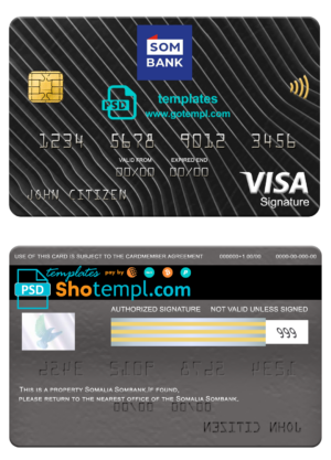 Sao Tome and Principe Banco visa card fully editable template in PSD format