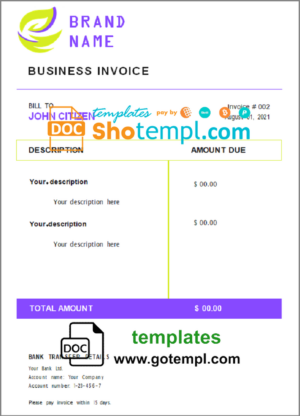landscaping invoice template in Word and PDF format, version 31