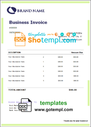 # certified profit universal multipurpose invoice template in Word and PDF format, fully editable