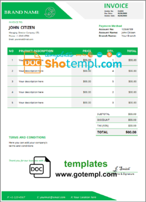 # fact connect universal multipurpose invoice template in Word and PDF format, fully editable