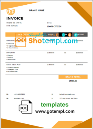 CONSTRUCION LLC earnings statement Word and PDF template