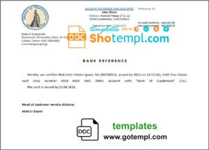 Guatemala Bank of Guatemala bank account closure reference letter template in Word and PDF format