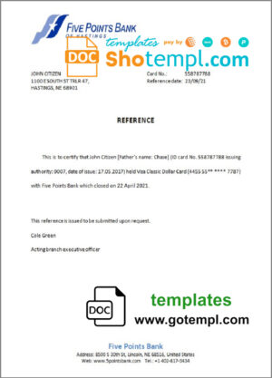 United Kingdom Wise bank statement template in Word and PDF format