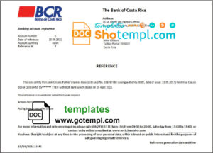 Costa Rica The Bank of Costa Rica bank account closure reference letter template in Word and PDF format
