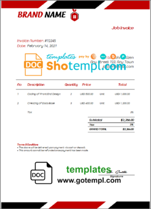 Roofing Estimate Invoice template in word and pdf format