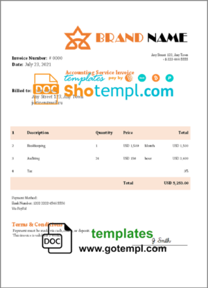# asset trust universal multipurpose invoice template in Word and PDF format, fully editable