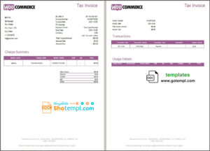 Ireland WooCommerce tax invoice template in .doc and .pdf format, fully editable