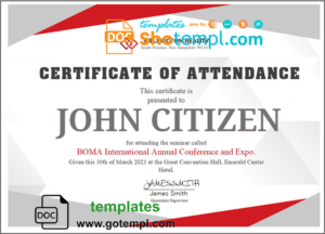 USA Employee Attendance certificate template in Word and PDF format