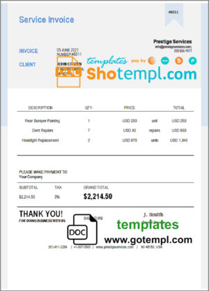# blush purpose universal multipurpose invoice template in Word and PDF format, fully editable