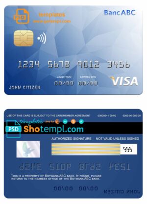 Qatar Doha Bank visa card fully editable template in PSD format