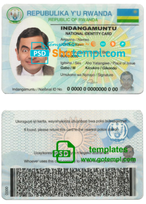 Rwanda ID card template in PSD format, fully editable