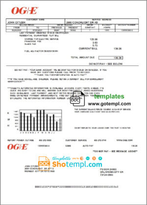 Spire gas utility business bill PDF and WORD template