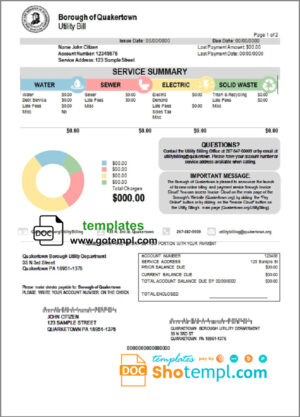 UAE Dubai Al Ain Distribution Co. Word and PDF utility bill template (5 pages)