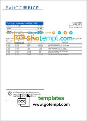 Uganda Bank of Africa bank statement template in .xls and .pdf file format