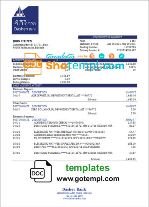 UAE ABU DHABI DISTRIBUTION CO. utility bill Word and PDF template