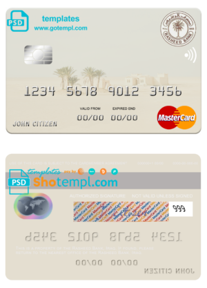 Iraq Rasheed Bank mastercard template in PSD format, fully editable