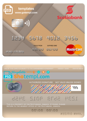 Dominica National Bank of Dominica visa card debit card template in PSD format, fully editable