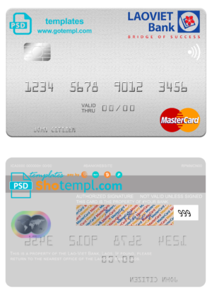 Laos Lao-Viet mastercard fully editable template in PSD format