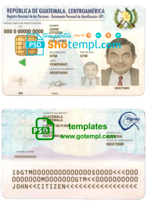 Guatemala ID template in PSD format, fully editable