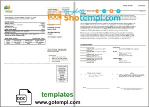 USA RG&E utility bill template in Word and PDF format, 5 pages