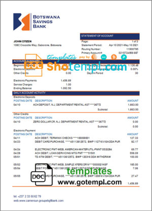 Colorado United Power utility bill, Word and PDF template