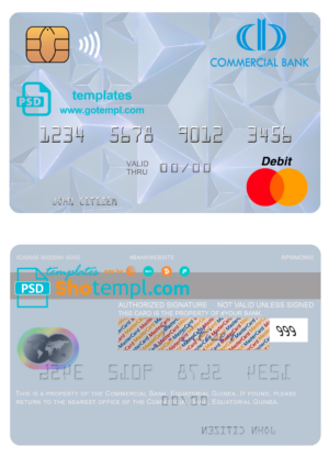 Equatorial Guinea Commercial Bank Guinee Equatoriale mastercard fully editable template in PSD format