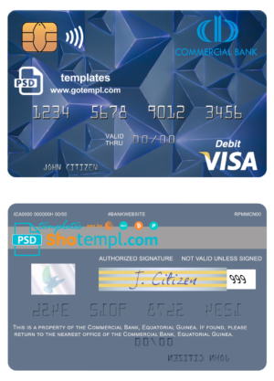 Equatorial Guinea Commercial Bank Guinee Equatoriale visa card fully editable template in PSD format