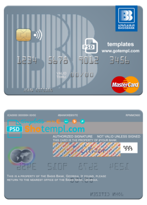 Georgia Basis Bank mastercard fully editable template in PSD format