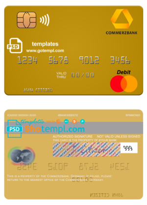 Germany Commerz Bank mastercard fully editable template in PSD format