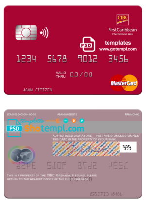 Grenada CBIC mastercard fully editable template in PSD format