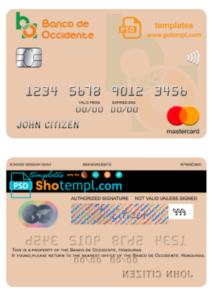 Liberia Global Bank visa card fully editable template in PSD format