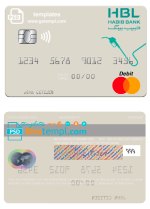 Maldives Habib Bank Limited mastercard fully editable template in PSD format
