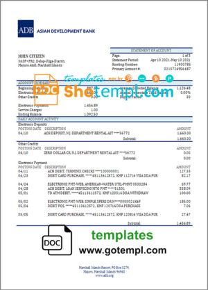 India Canara Bank statement Word and PDF template, 3 pages