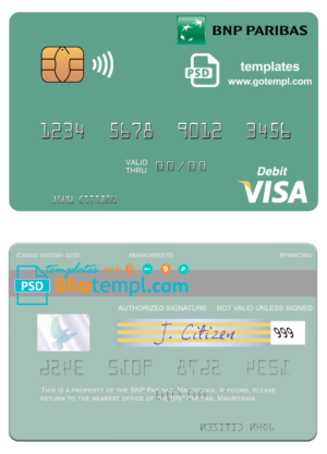 Saint Kitts and Nevis Bank of Nevis visa card fully editable template in PSD format