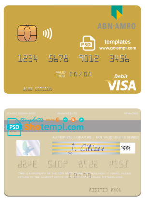 Denmark Sydbank visa card fully editable template in PSD format