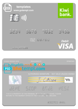 Ecuador Banco del Austro visa card fully editable template in PSD format